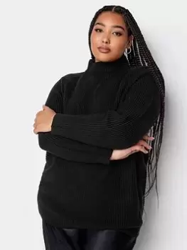 Yours Mixed Rib Jumper Black, Size 22-24, Women