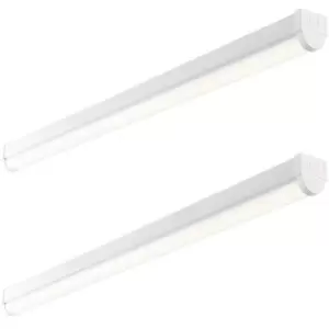 2 PACK 4ft High Lumen Batten Light - 42.5W Cool White LED - Gloss White & Opal