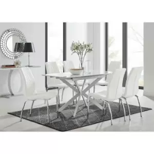 Furniture Box LIRA 120 Extending Dining Table and 6 White Isco Chairs