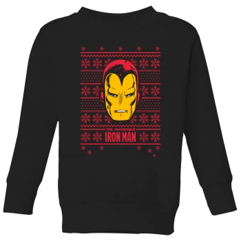 Marvel Iron Man Face Kids Christmas Sweatshirt - Black - 7-8 Years