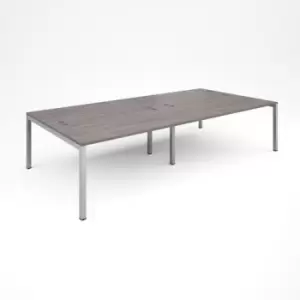 Connex double back to back desks 3200mm x 1600mm - silver frame and grey oak top