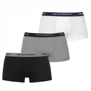 Emporio Armani 3 Pack Stretch Cotton Trunks Black/Grey/White Size L Men