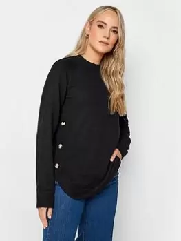 Long Tall Sally Black Button Side Jumper, Black, Size 18-20, Women