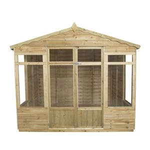 Forest Garden 8X6 Apex Overlap Summer House - Assembly Service Included Natural Timber