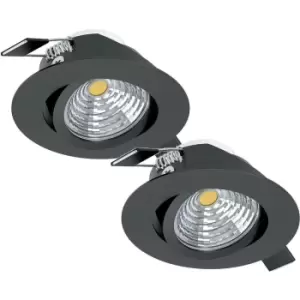 2 PACK Wall / Ceiling Flush Downlight Black Aluminium 6W LED 88mm Round