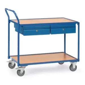 Slingsby Table Top Cart, 1000 x 600MM With 2 Shelves & 2 Drawers & Angled Handle