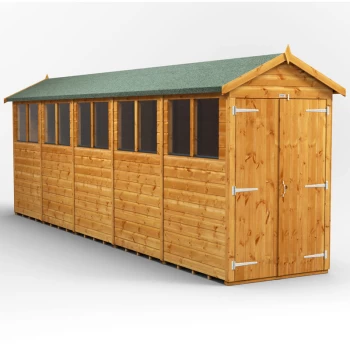 20x4 Power Apex Double Door Garden Shed - Brown