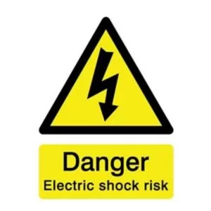 The House Nameplate Company Danger Electric Shock Risk Self-Adhesive Labels, (H)200mm (W)150mm