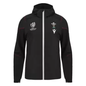 Macron Wales Rugby Full Zip Hoodie 2023 2024 Adults - Black