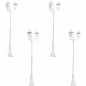 Loops - 4 pack IP44 Outdoor Bollard Light White Aluminium Lantern 3 Arm 60W E27 Post