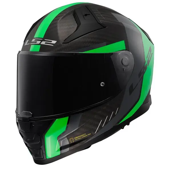 LS2 FF811 Vector II Carbon Grid Matt Fluo Green Full Face Helmet Size 2XL