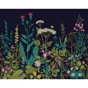 Origin Murals Botanical Fleur Indigo Wall Mural - 3.5m x 2.8m