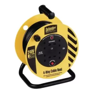 Slingsby Defender 240V Light Industrial Cable Reel, 20 Metres Long With 4 Outlet