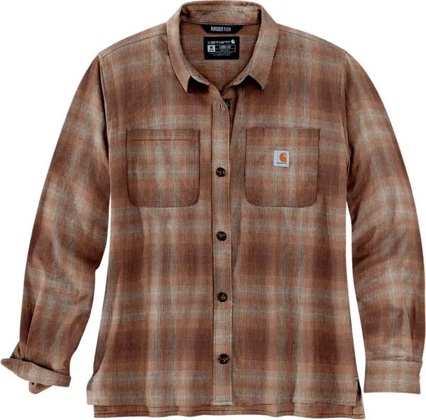 Carhartt Midweight Flannel Ladies Shirt, white-brown, Size XS for Women