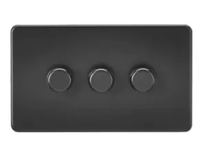 KnightsBridge Screwless 3G 2-way 10-200W (5-150W LED) trailing edge dimmer - Matt Black