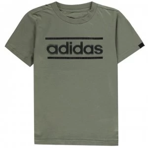 adidas Classic Logo T-Shirt Junior Boys - Khaki/Black