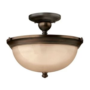 3 Light Semi Flush Ceiling Light Olde Bronze, E27