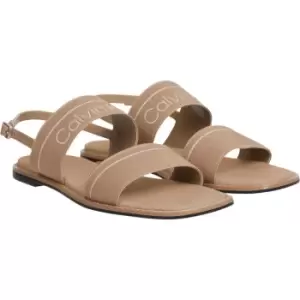 Calvin Klein Squared Flat Sandal He - Beige