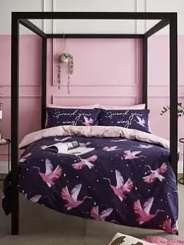 Sassy B Cosmic Cranes Reversible Duvet Cover Set Navy - Sb