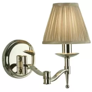 Avery Luxury Swing Arm Wall Light Bright Nickel & Beige Shade Adjustable Bedside