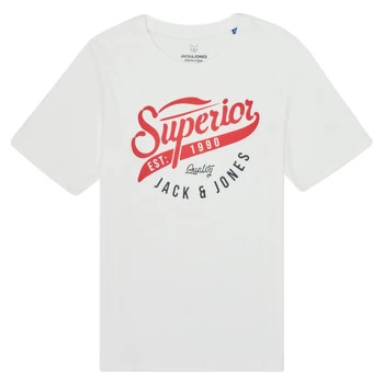 Jack Jones JJELOGO TEE boys's Childrens T shirt in White - Sizes 11 years,13 years,15 years,16 years