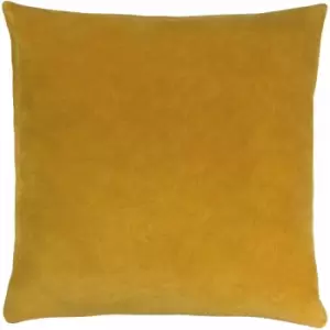 Solo Plain Velvet 100% Cotton Cushion Cover, Ochre, 45 x 45cm - Furn