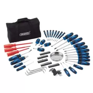 Draper Screwdriver And Bit Set With Soft Storage Bag (100 Piece) - Blue