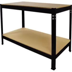 Work Bench Garage Table / Metal Storage Shelving DIY Tools Heavy - Black