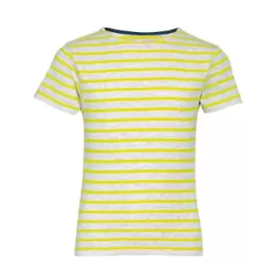 SOLS Childrens/Kids Miles Striped Short Sleeve T-Shirt (8yrs) (Ash/Lemon)