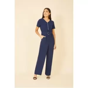 Yumi Navy Utility Jumpsuit With Zip Detail - Blue