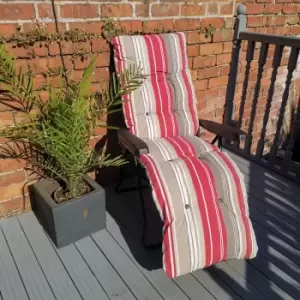 Samuel Alexander Padded Garden Sun Lounger With Red Stripes