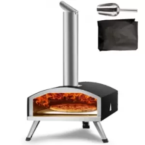 VEVOR Outdoor Pizza Oven, 12-inch, Wood Pellet and Charcoal Fired Pizza Maker, Portable Outside Stainless Steel Pizza Grill with Pizza Stone, Waterpro