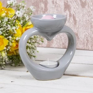 Grey Ceramic Heart Shaped Wax Oil Warmer By Lesser & Pavey