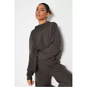 I Saw It First Recycled Cosy Knit Crop Jumper Co-Ord - Brown