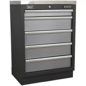 680mm Modular 5 Drawer Floor Cabinet - Ball Bearing Slides - Locking - 2 Keys