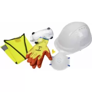 Loops - site ppe pack - large Hi-Vis Waistcoat - Hard Hat - Grip Gloves - Goggles & Mask