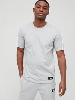 adidas Future Icons 3 Stripe T-Shirt - Grey Heather, Grey Heather Size XL Men