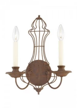 2 Light Indoor Candle Wall Light Rustic Antique Bronze, E14