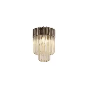 Poland Ceiling Lamp Round 3 Light E14, Polished Nickel, Cognac Sculpted Glass