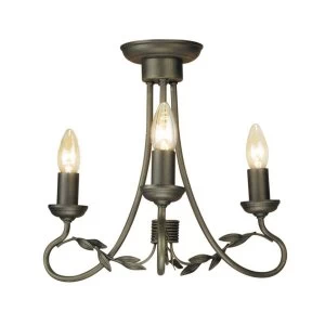 Chandelier 3 Light Black, Gold Finish, E14