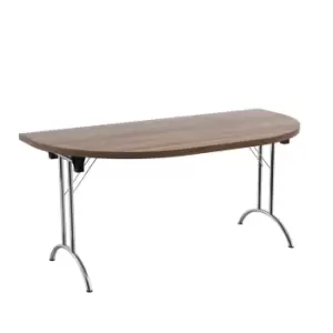 One Union Folding Table 1600 X 800 Silver Frame Dark Walnut D - End Top