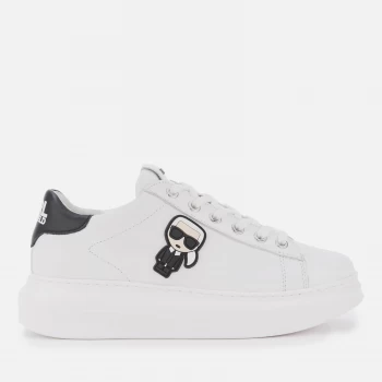 KARL LAGERFELD Womens Kapri Karl Ikonic Leather Chunky Trainers - White/Black - UK 8