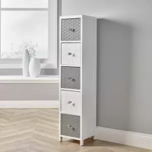 Crystal 5 Drawer Narrow Storage Chest