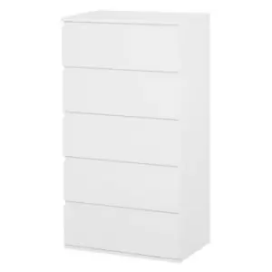 Homcom Minimalist 5 Drawer Chest With Push Click Close White