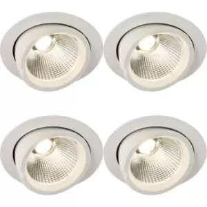 4 PACK Fully Adjustable Ceiling Downlight - 36W Warm White LED - Matt White