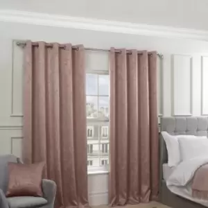 Emma Barclay Regency Parisian Damask Woven Thermal Blackout Eyelet Curtains, Blush, 46 x 72 Inch