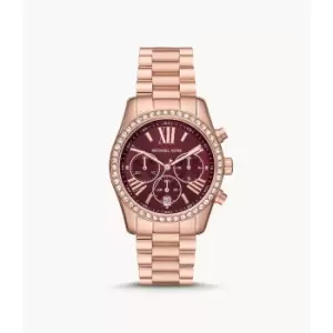 Michael Kors Womens Lexington Lux Chronograph Rose Gold-Tone Stainless Steel Watch - Rose Gold