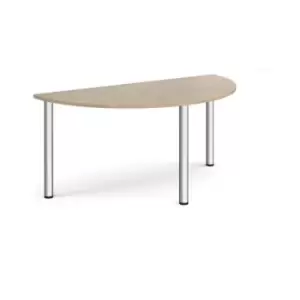 Semi circular chrome radial leg meeting table 1600mm x 800mm - barcelona walnut