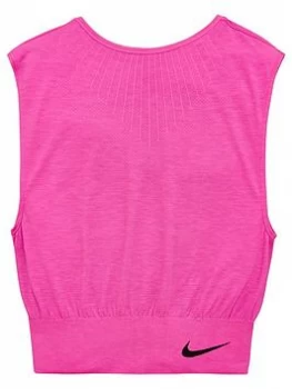 Nike Older Girls Seamless Reversible Training T-Shirt - Pink