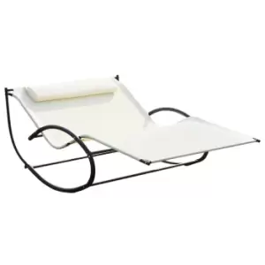 Outsunny Hammock Chair Sun Bed Rock Seat With Metal Texteline - Cream